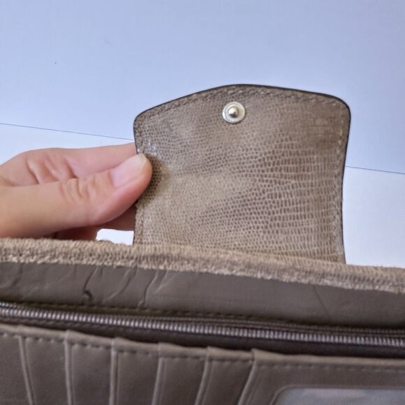 Coach Women's Madison Clover Op Art Wallet Blue Cream Brown Satin - Picture 13 of 15